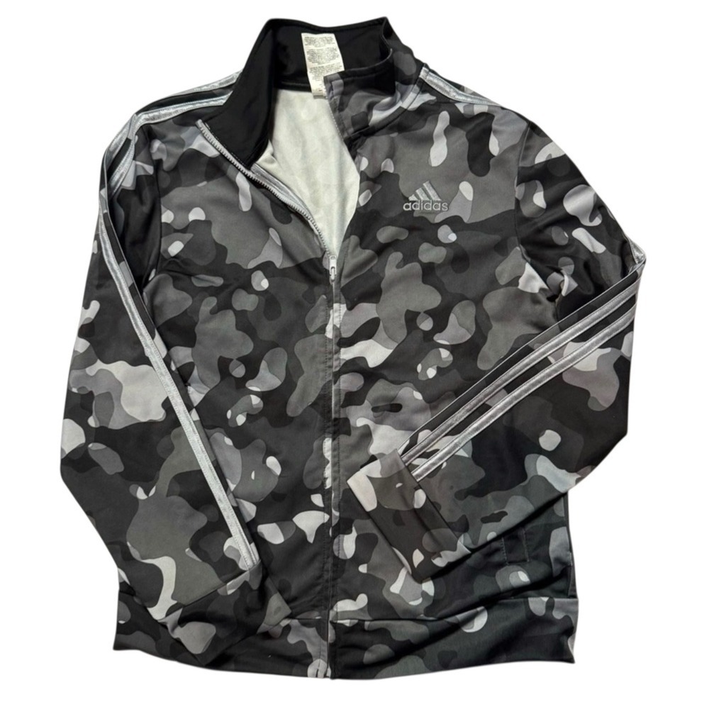 Adidas Kid's Black and Gray Camouflage Jacket
